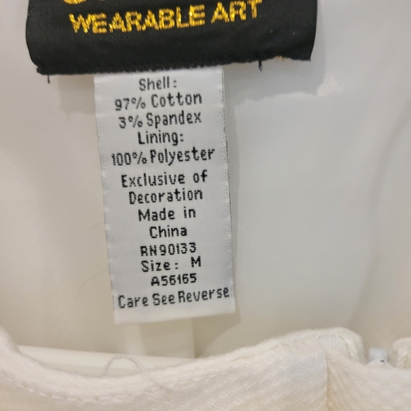 Bob Mackie Wearable Art Stunning Pants & Jacket In White Cotton Med - Picture 3 of 10